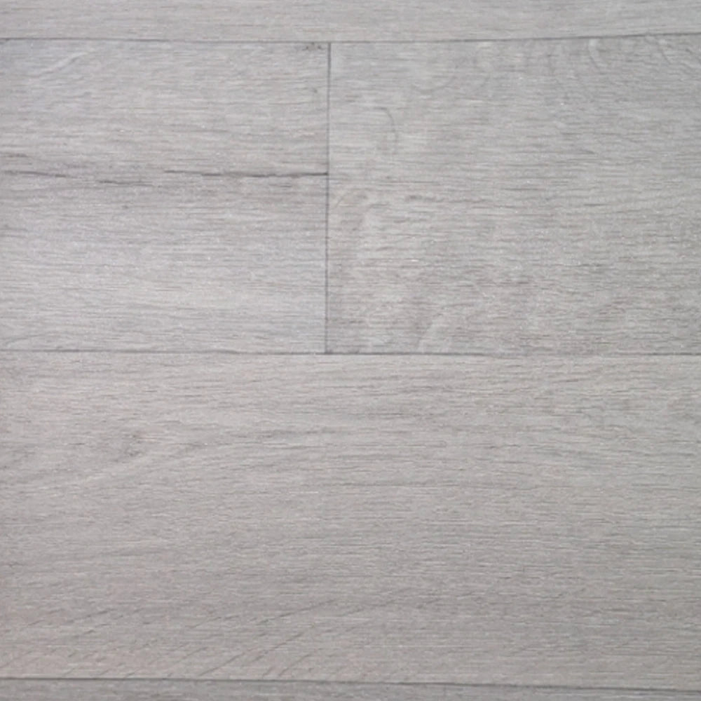 Pale grey wood-effect vinyl texture close-up