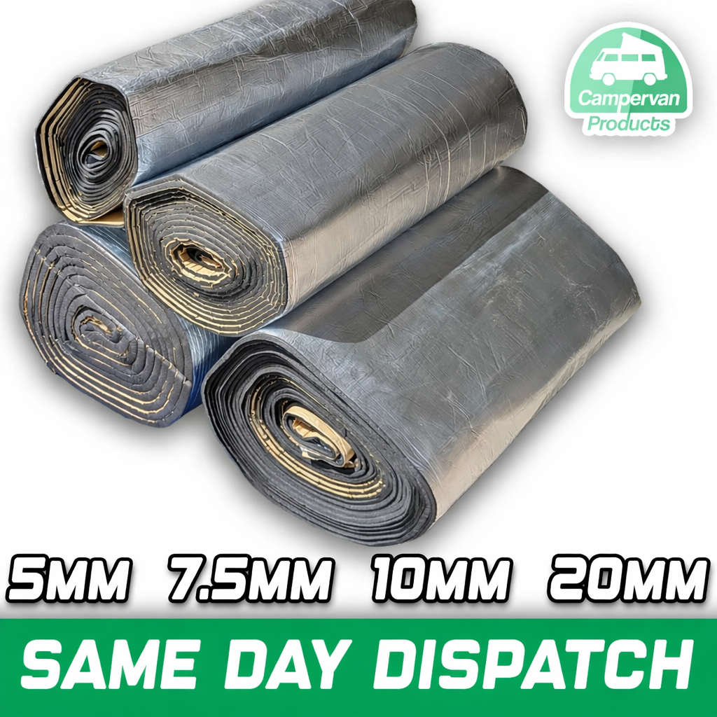 Campervan Products Self-Adhesive Closed Cell Insulation Foam – Thermal & Acoustic Van Lining – 5mm / 7.5mm / 10mm / 20mm – 1–20m