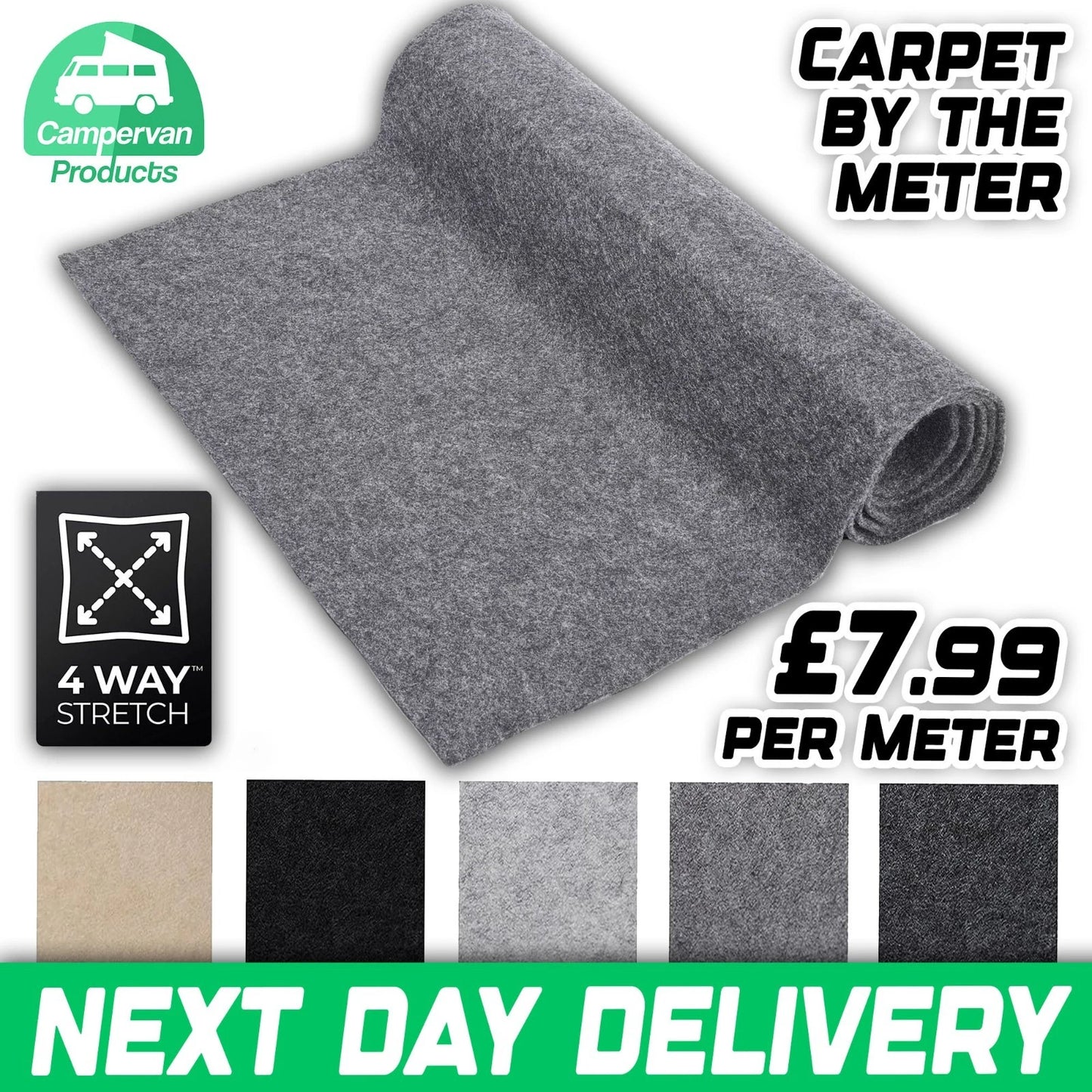 270gsm 4 Way Stretch Campervan Lining Carpet – Van Conversion Interior Trim (Cut to Length)