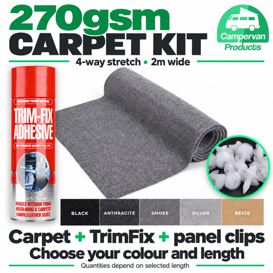 270gsm carpet with Trim-Fix and panel clips