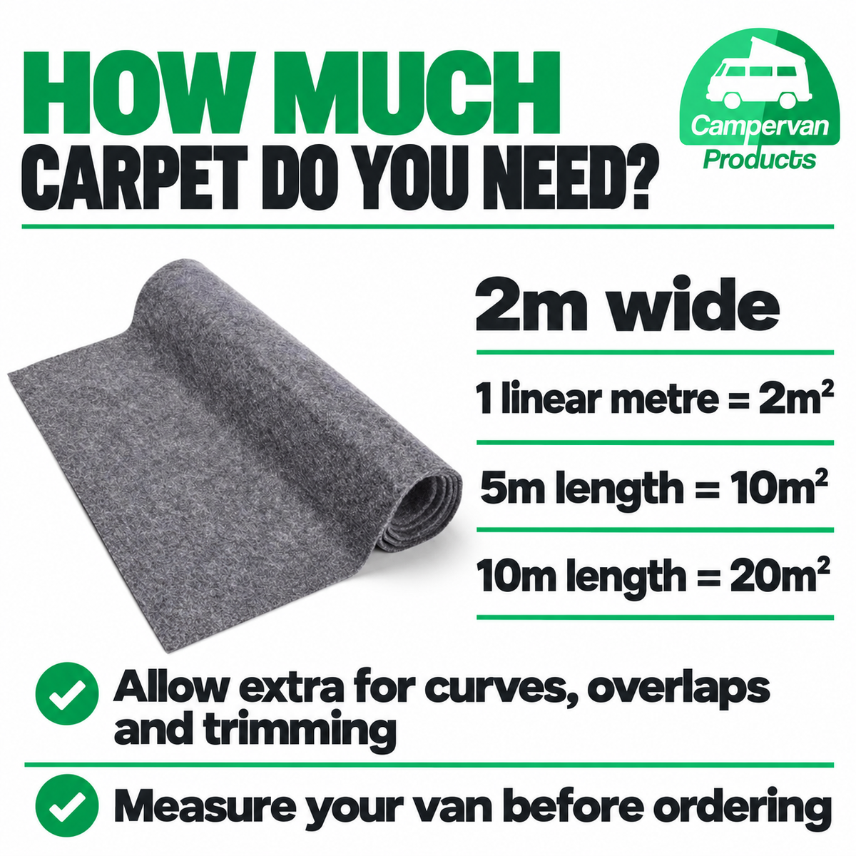 270gsm carpet measurement guide: 2m wide