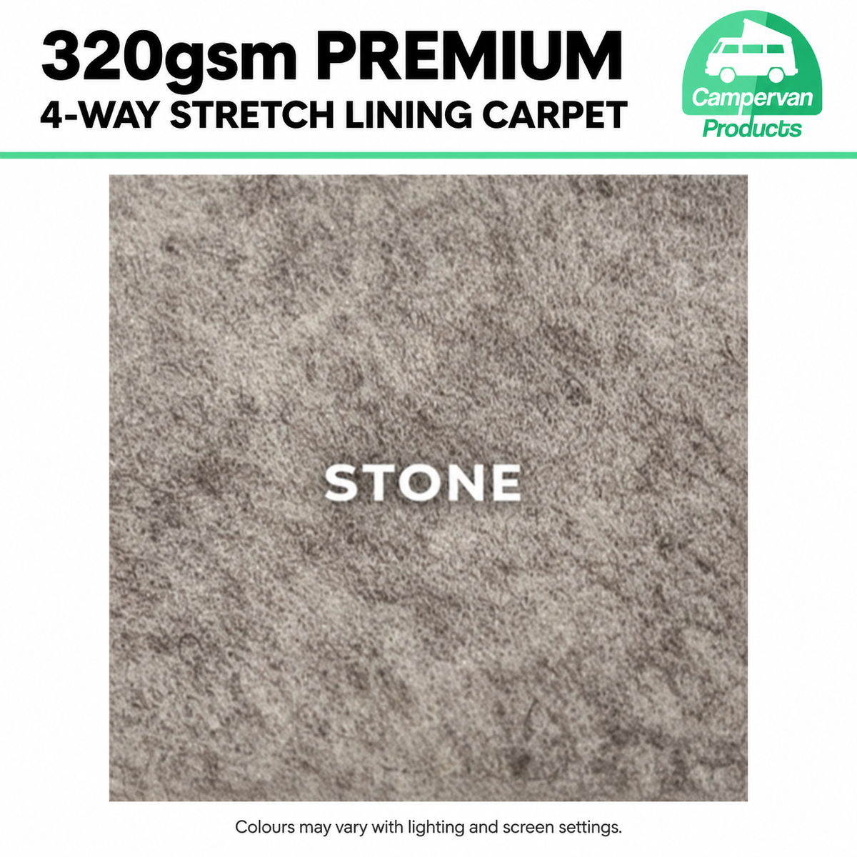 Stone 320gsm premium four-way stretch lining carpet colour close-up