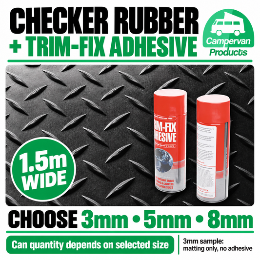 Checker rubber and Trim-Fix bundle, 1.5m wide, 3mm, 5mm and 8mm options