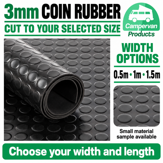 3mm coin rubber matting, 0.5m, 1m and 1.5m width options