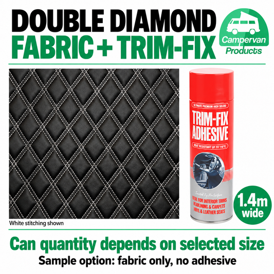 Double diamond upholstery with Trim-Fix adhesive, 1.4m wide