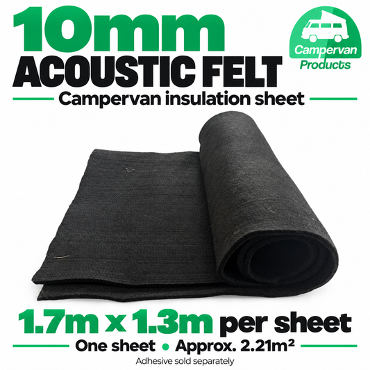 10mm acoustic felt sheet, 1.7m x 1.3m, adhesive sold separately