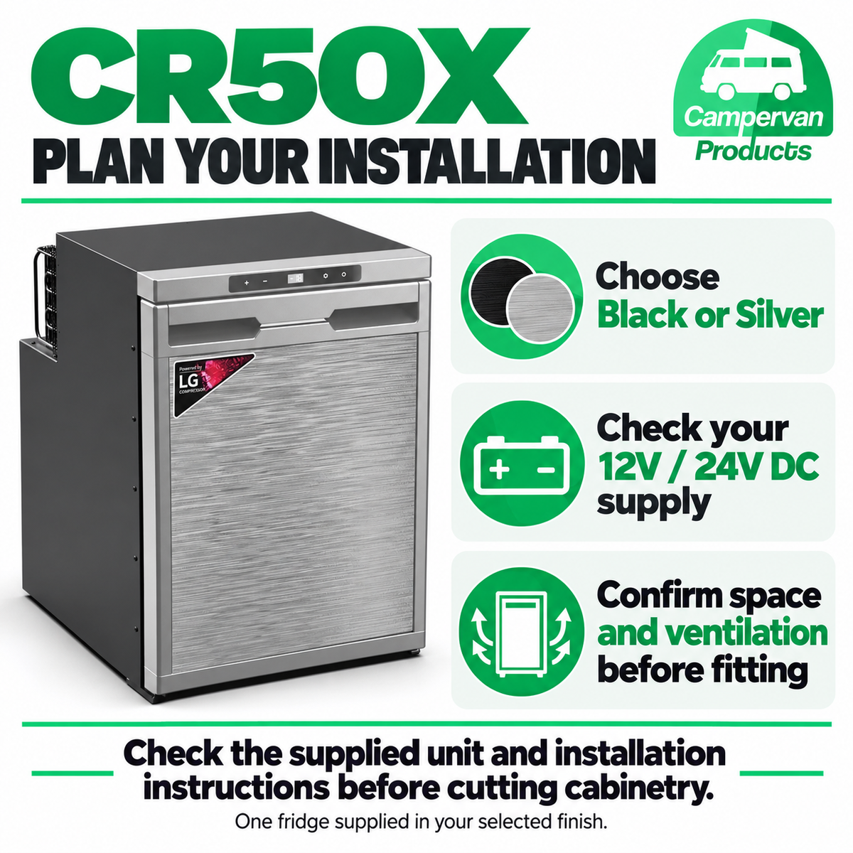 Alpicool CR50X finish, power supply and installation planning guide