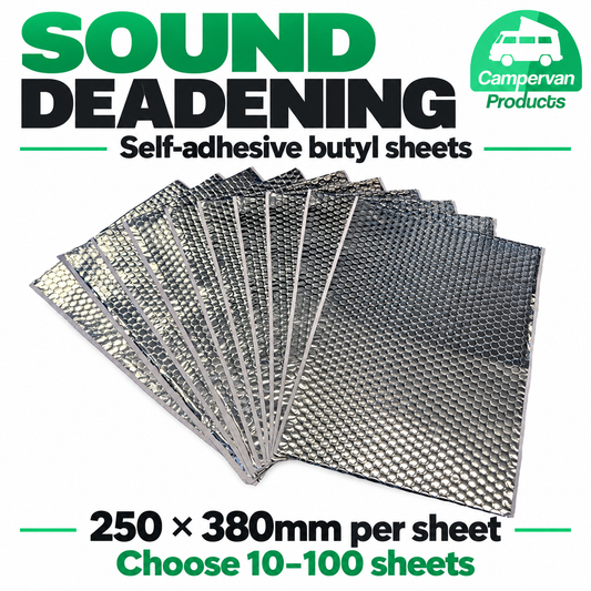 Self-adhesive butyl sound deadening sheets, 250 x 380mm, packs of 10 to 100