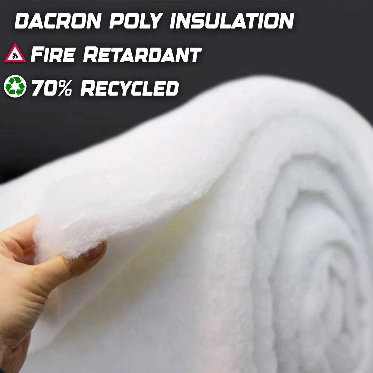 50mm Dacron Polyester Wadding Insulation – Recycled PET – 690mm Wide – Cut To Length