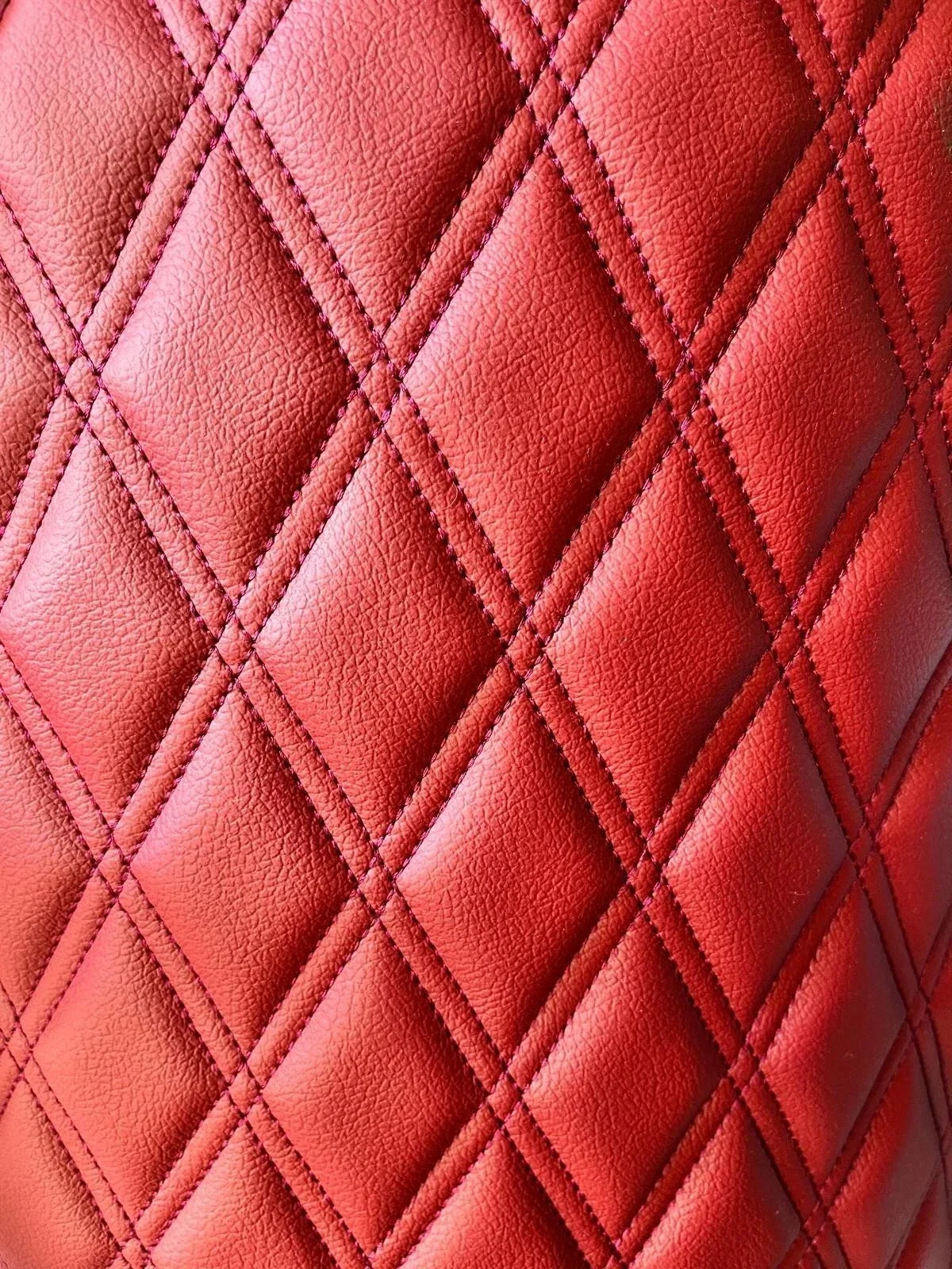 Full Red double diamond quilted upholstery fabric
