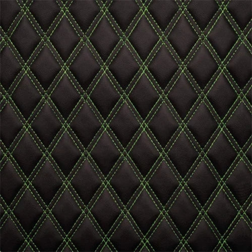 Dark double diamond upholstery with green stitching
