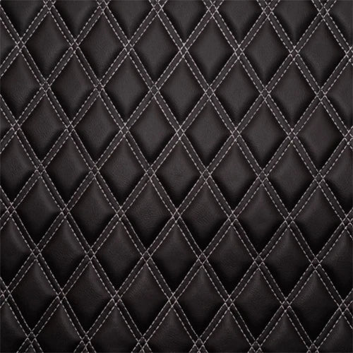 Dark double diamond upholstery with subtle pink stitching