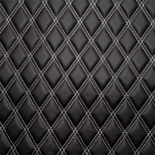 Dark double diamond upholstery with white stitching