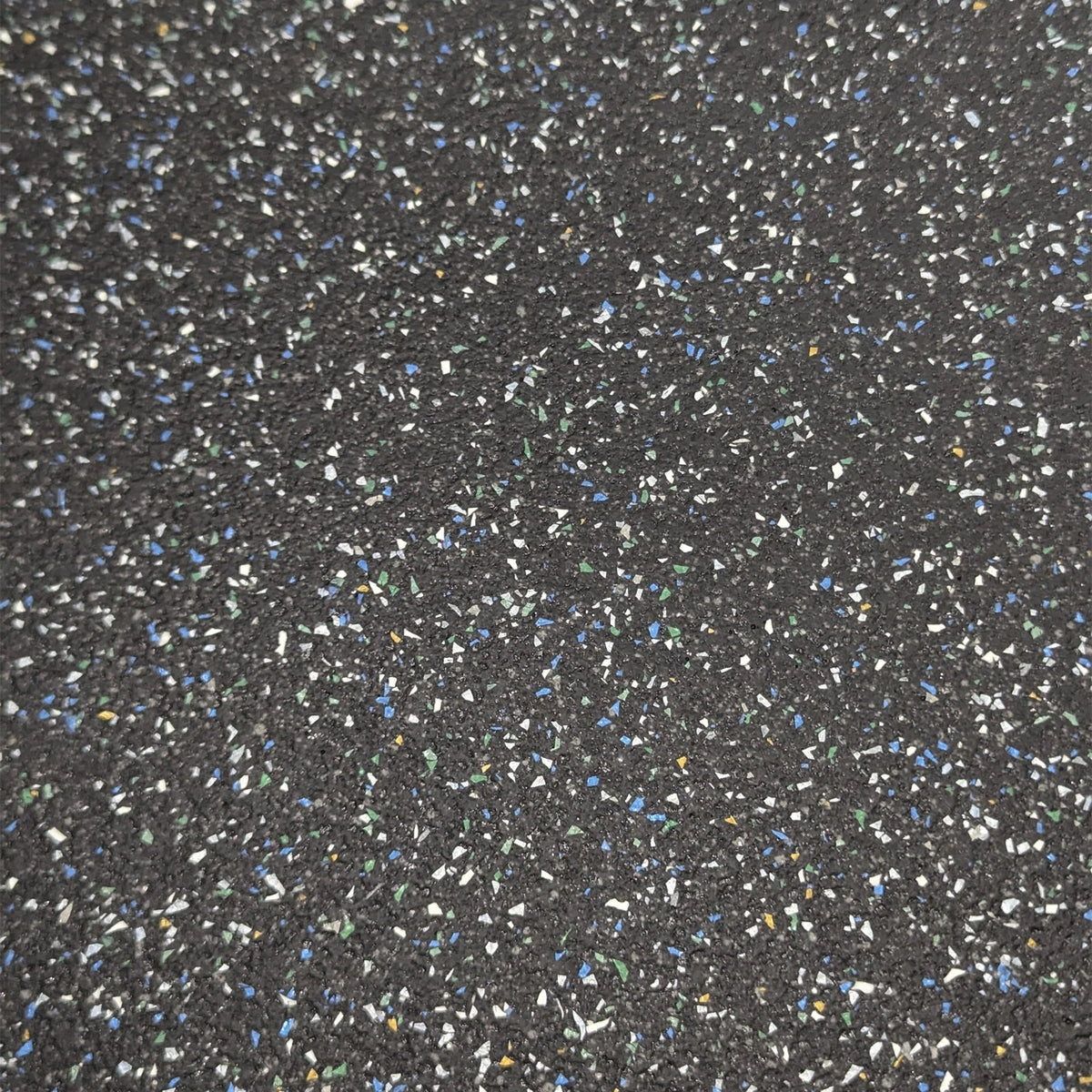 Black speckled vinyl close-up showing multicoloured flecks