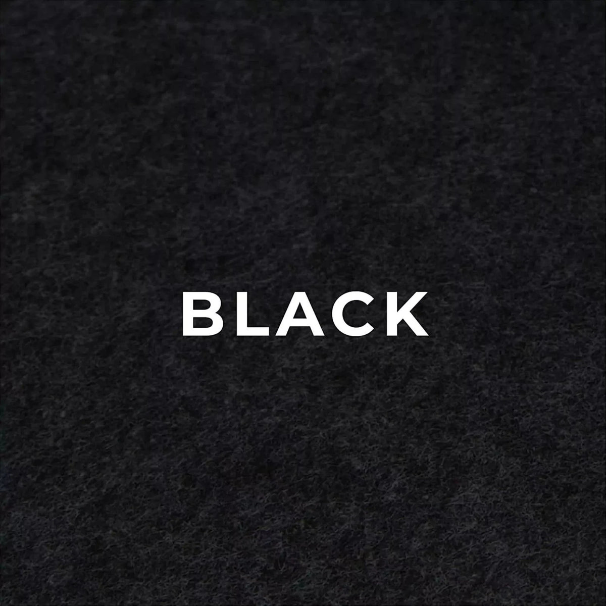 Black carpet lining texture close-up, labelled Black