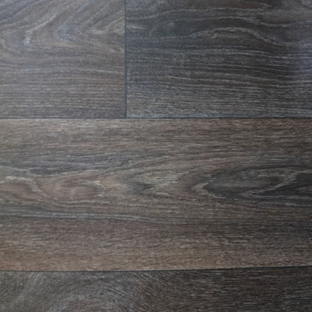 Dark brown wood-effect vinyl flooring showing the plank pattern