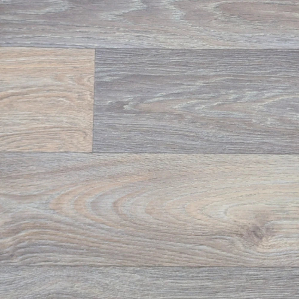 Grey and brown wood-effect vinyl flooring showing the plank pattern