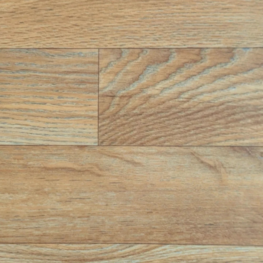 Golden brown wood-effect vinyl flooring showing the grain and plank pattern