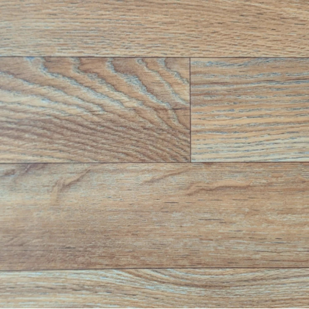 Wood-effect flooring close-up showing grain and staggered planks