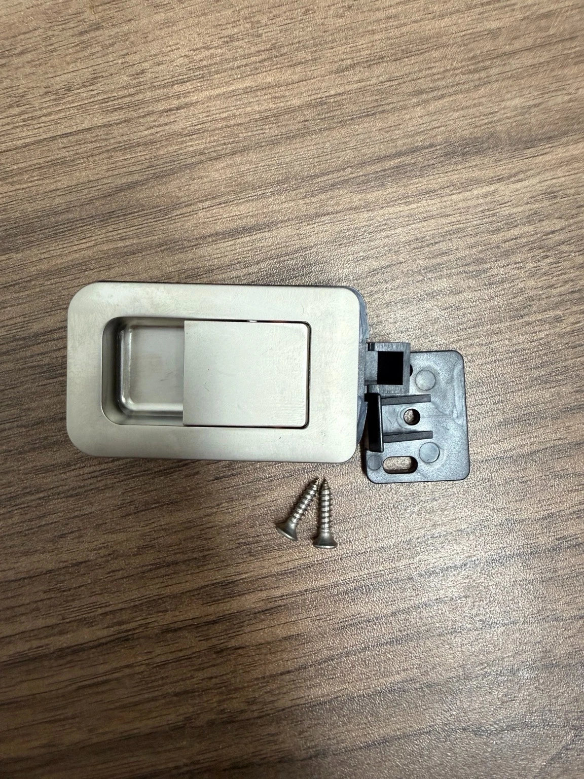 Nickel flush pull latch with fittings