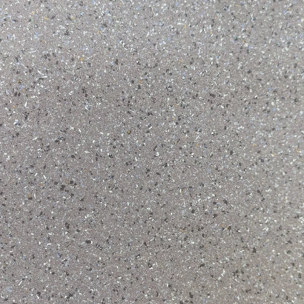Light grey speckled vinyl flooring surface viewed from above