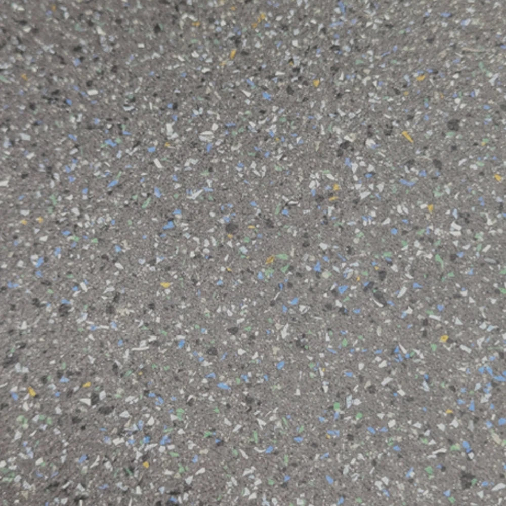 Dark grey speckled vinyl close-up showing multicoloured flecks