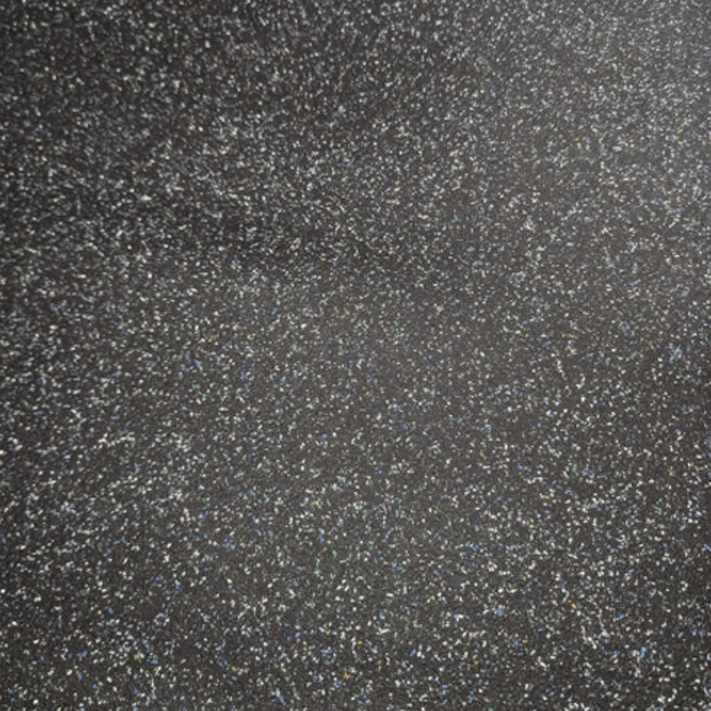 Black speckled vinyl flooring surface viewed from above