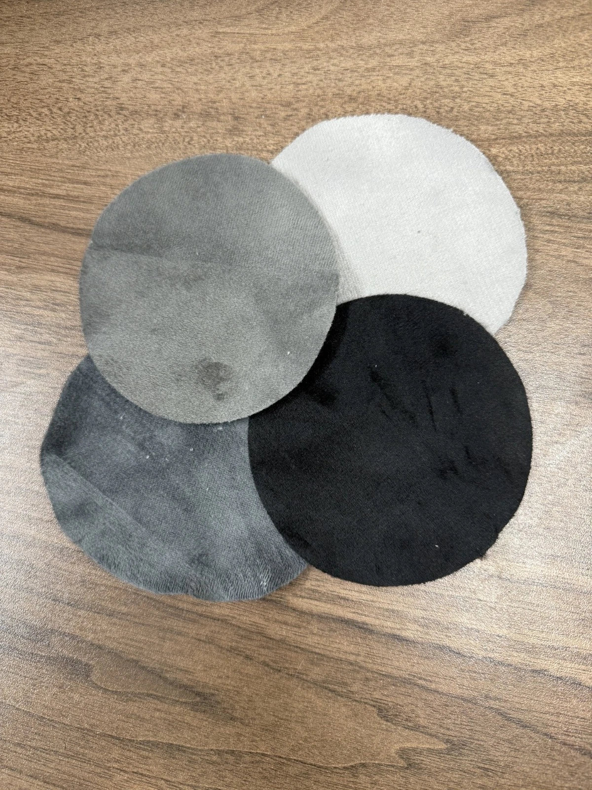 Four original suede lining fabric colour samples