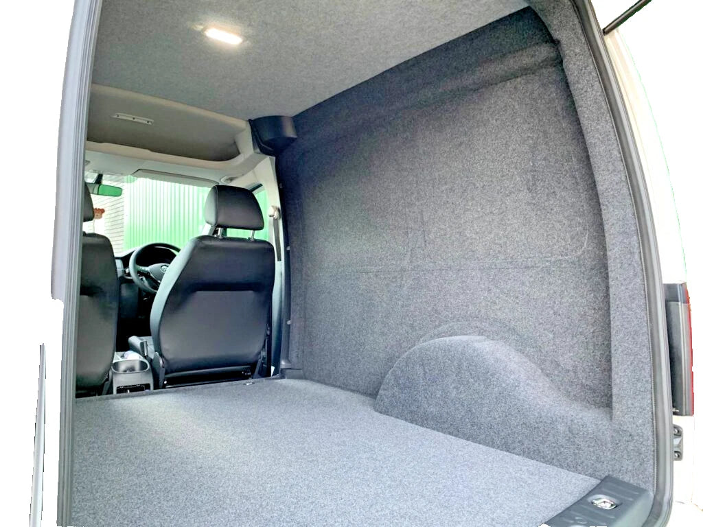 Example of carpet-lined van panels with concealed fixings; carpet and panels not included